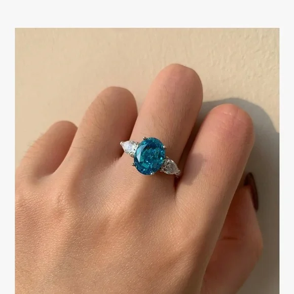 Blue Gemstone Silver Ring - Picture 3 of 10